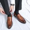 Fashion Minimalist Versatile Men's British Style Leather Shoes Luxury Men's  Wedding Loafers Comfortable Business Shoes  Size-45