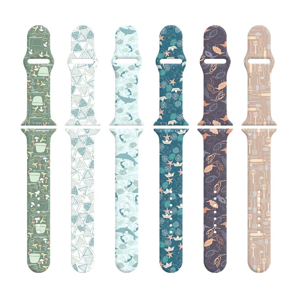 Ремешок Fresh Mori Printed Strap для Apple Watch S10 - мягкий силиконовый спортивный креативный сменный ремешок для iWatch 10/9/8/7/6/5/4/3/2/1/Se/Ultra/Ultra2 49 мм