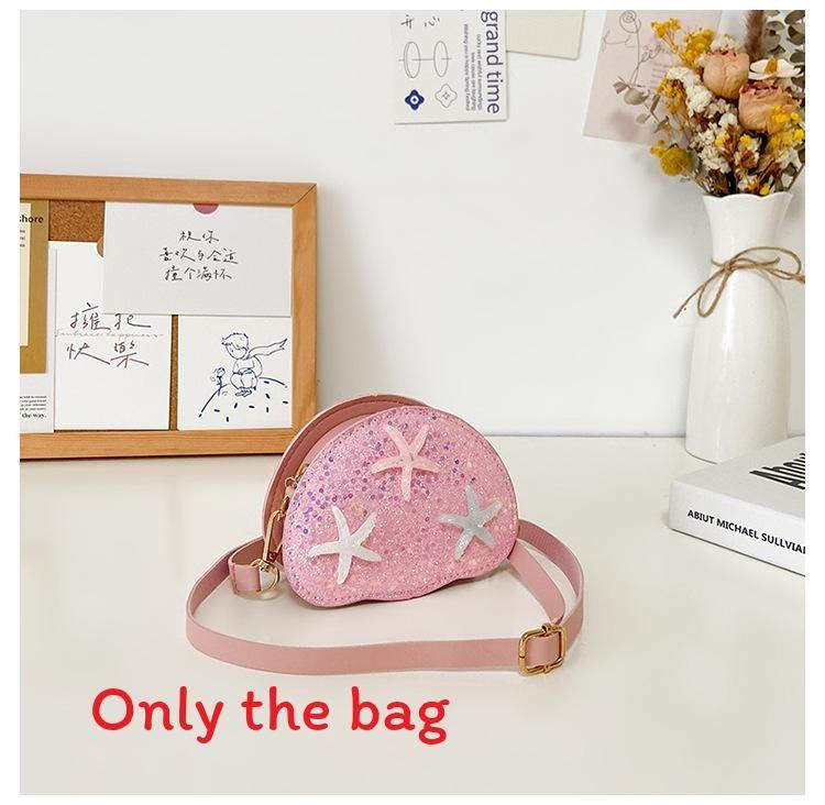 Childrens Cartoon Starfish Sequin Shoulder Bag With Zipper Pocket For Daily Use