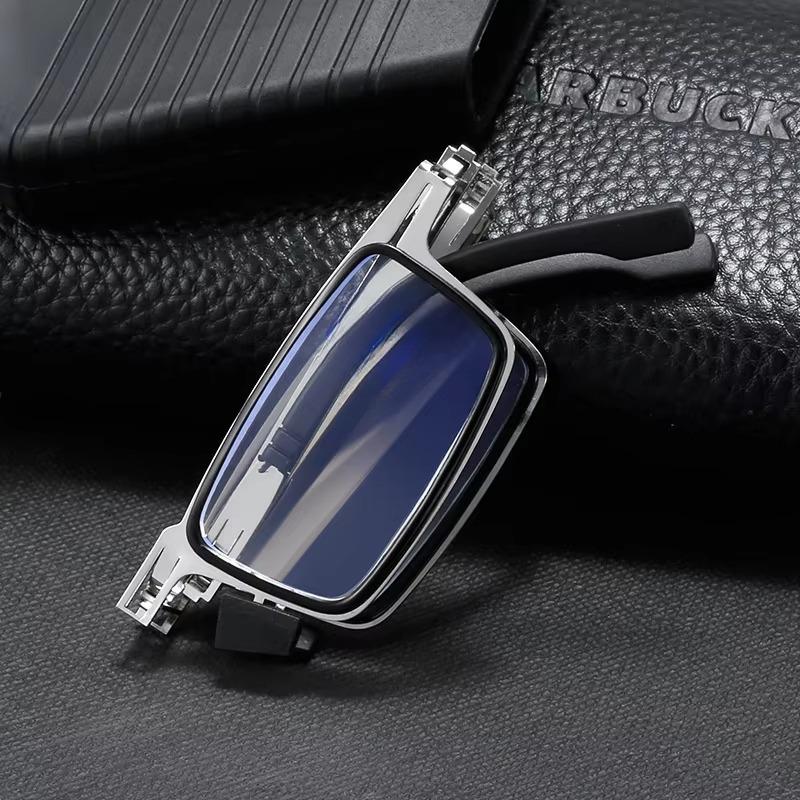 Металлические складные безободковые очки для чтения с защитой от синего света, портативные, модные, мужские и женские очки для чтения