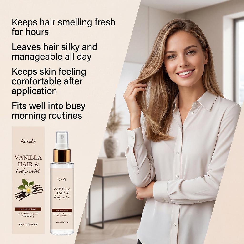 Vanilla Scent Hair And Body Spray, Elegant Fresh Long Lasting Fragrance, Daily Commute Portable Atmosphere Spray
