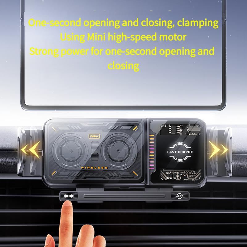 Foldable Phone Wireless Car Charger, Auto-Clamping Air Vent Mount ,15W Fast Charging Hands-Free Navigation for Folded & Unfolded Modes