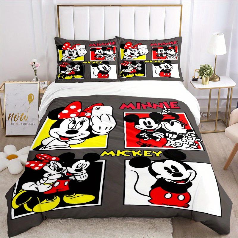 3pcs Disney Series Mickey Minnie Bedding Set - 1 Soft Quilt Cover + 2 Pillowcases, Machine Washable - Suitable for All Seasons, Perfect Gift for