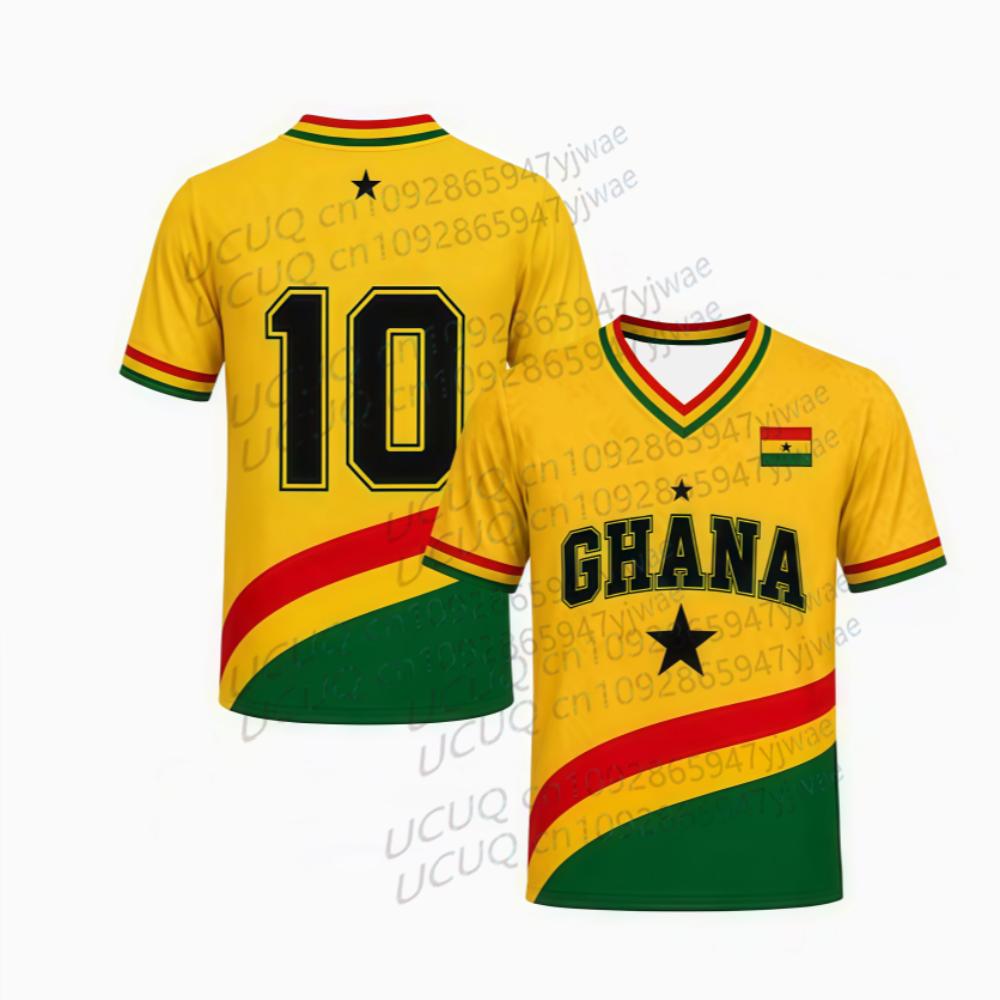 Летняя Мужская Женская Футболка с Принтом GHANA, V-образным Вырезом, Коротким Рукавом, Графическая Футболка, Майки Большого Размера, Спортивная Футболка, Фанаты Футбола