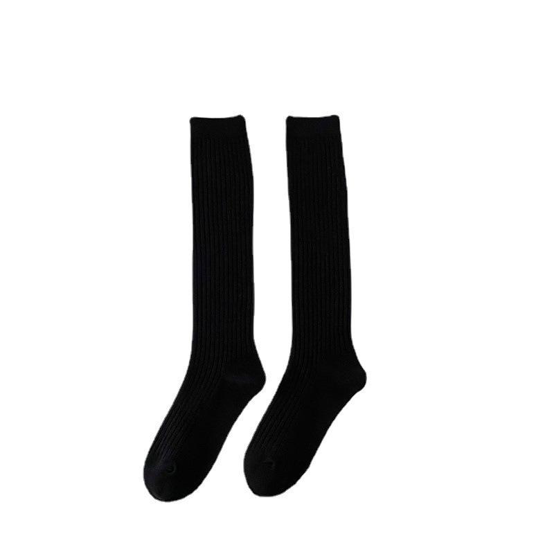 Soft Cotton Long Socks Women Autumn Winter Pure Color Knitted Stocking Skinny Casual Knee High Fluffy Warm Thicken Female Sock