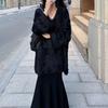 Осеннее свободное пальто из искусственного меха с V-образным вырезом, ленивый стиль, женское, новое, фиолетовое, французский стиль, модный корейский топ