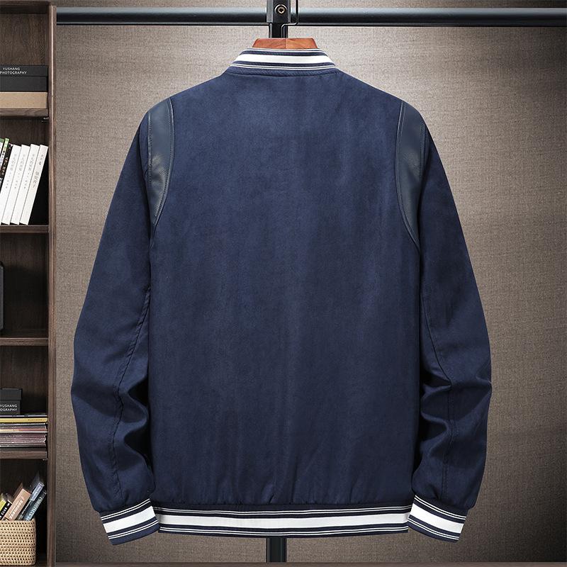 Spring and Autumn New Jacket Large Size Cotton Suede Baseball Uniform Casual Men's Jacket Jacket