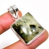 Prehnite Gemstone 925 Silver Plated Handmade Jewelry Pendant 1.51"