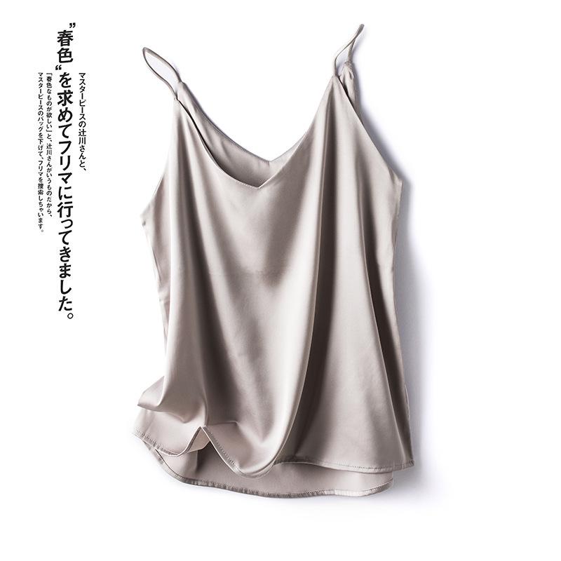 Women's V-neck Ice Silk Camisole Vest - Short Summer Outerwear & Innerwear 2025