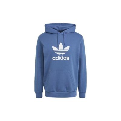 adidas Оригинальный трилистник с принтом логотипа, толстовка с капюшоном, пуловер с длинными рукавами, мужские топы, синий GN3460