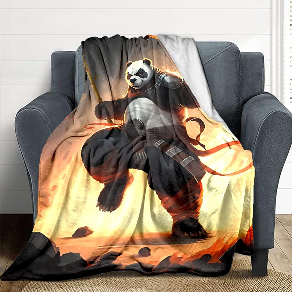 1PC Panda Warrior Blanket, Throw For Sofa, Bed, Travel, Camping, Livingroom, And Bed, Printing Blanket With Soft And Warm Fabric yy250918151