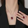 Jewelry Copper Bottom Gold-Plated Simulation Red Corundum Light Luxury Set Main Stone 18 * 20