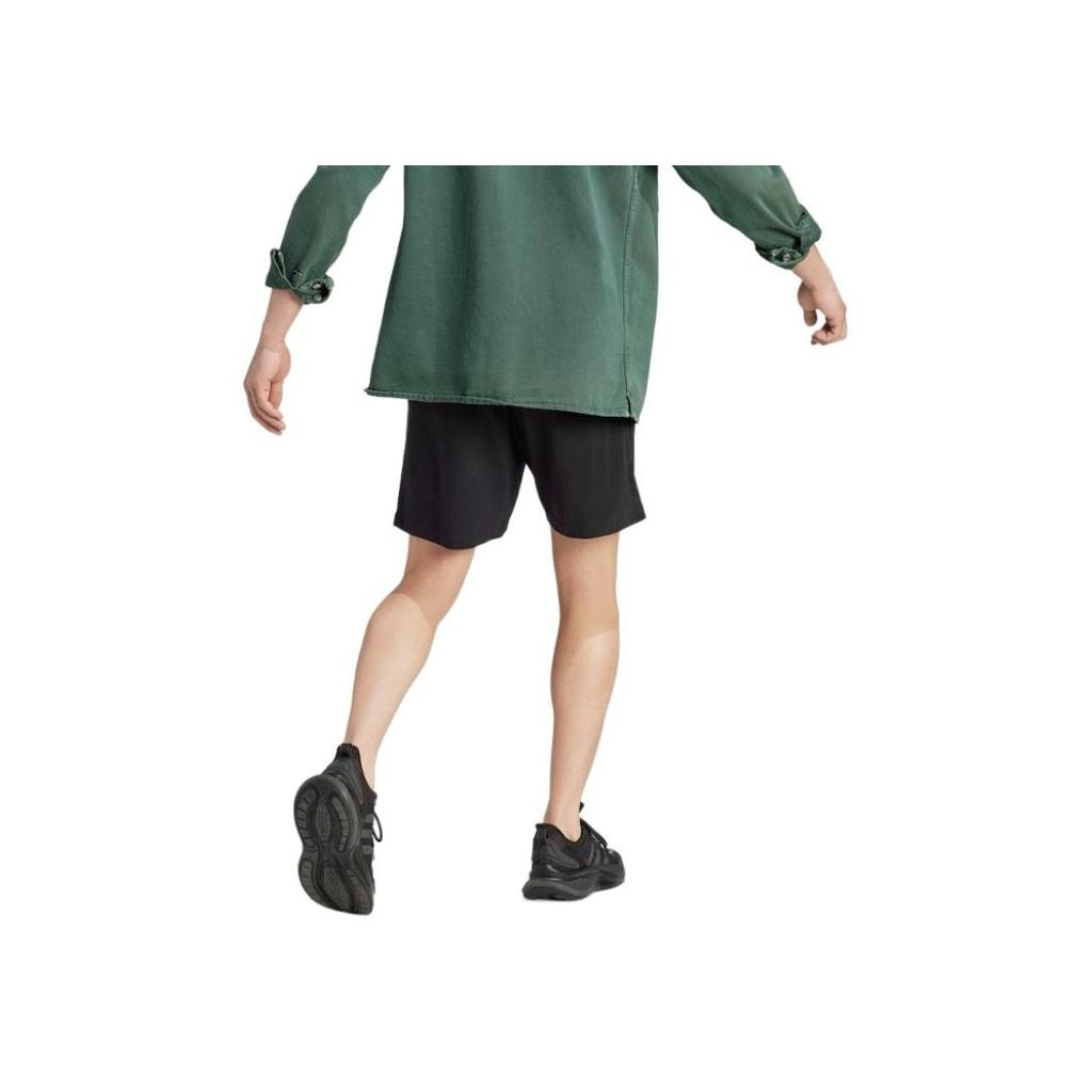 Adidas Logo Embroidered Print Drawstring Elastic Straight Leg Shorts Men Bottoms Black IC0062