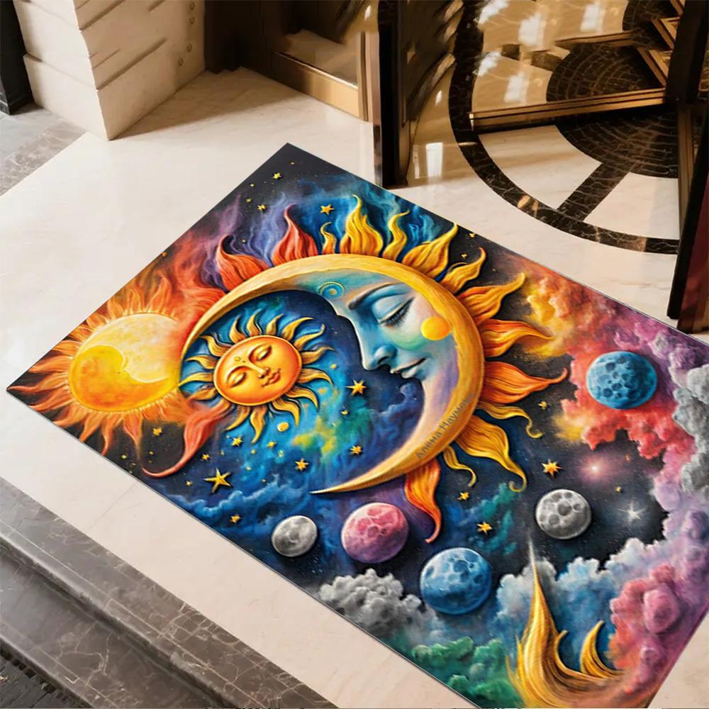 Sun and Moon Design Rug Home Carpet Non Slip Office Decor Gift Living Room Bedroom