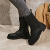 Fashion Fashion Boots Women's 2024 Spring, Autumn, and Winter New Round Head Side Zipper Mid Sleeve Casual Women's Leather Boots