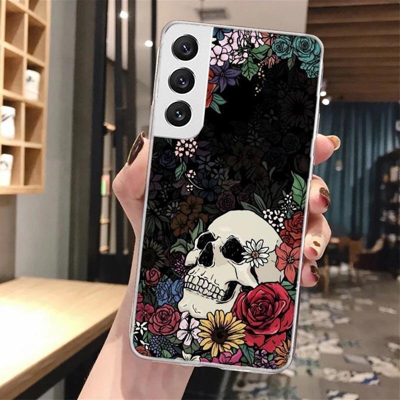 Цветочный Сахарный Череп Цветок Мягкий Чехол Для Телефона Для Samsung Galaxy S24 S23 S22 S25 Ultra S21 Plus S20 FE S10 + S24Ultra Узор Чехол S