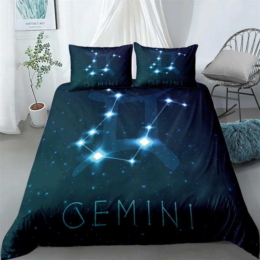 3pcs Aquarius Sign Zodiac Bedding Set King Queen Double Full Twin Single Size Duvet Cover Pillow Case Bed Linen Set