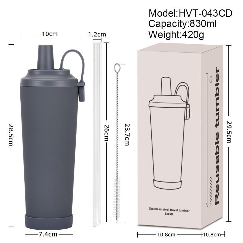 830ml Stainless Steel Vacuum Insulated Tumbler With Ceramic Coating Straw Lid Magnetic Handle Portable Coffee Tea Bubble