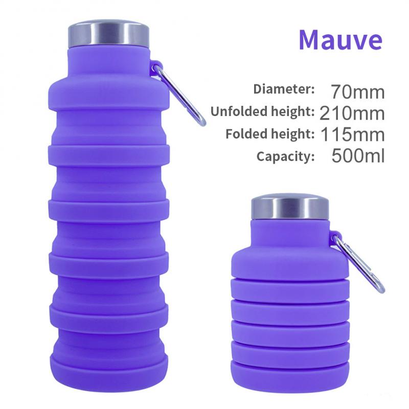 Outdoor Activity Travel Athletic Cup Bpa Free Folding Silicone Water Bottle Portable Retractable Drinking Cup Dropshipping With Carabiner