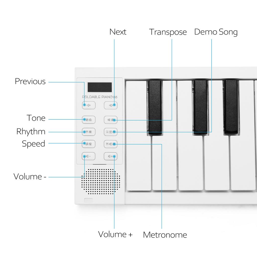 88 K-eys Foldable Piano Digital Piano Portable Electronic Keyboard Piano for Piano Student Musical