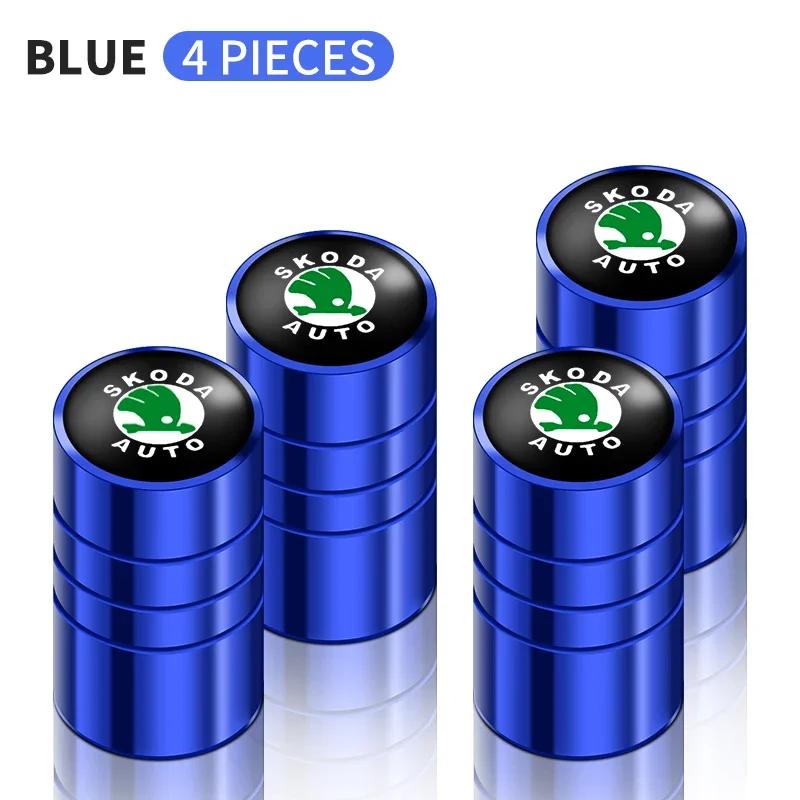 Car Sticker 2026 Hot 4Pcs Car Wheel Tire Valve Stem Caps Airtight Cover For Skoda Fabia Octavia A7 RS Superb Rapid Yeti Karoq Ro