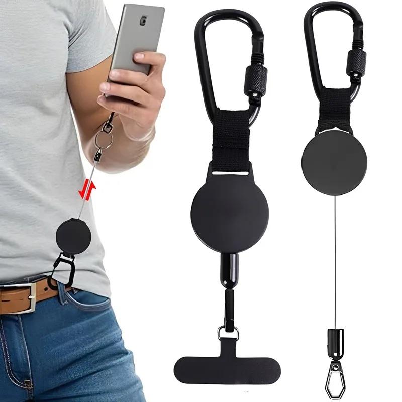 Retractable Anti Theft Smartphone Lanyard Safety Strap Practical Pull-Reel Mobile Phone Lanyard with Carabiner for Outdoor Sport