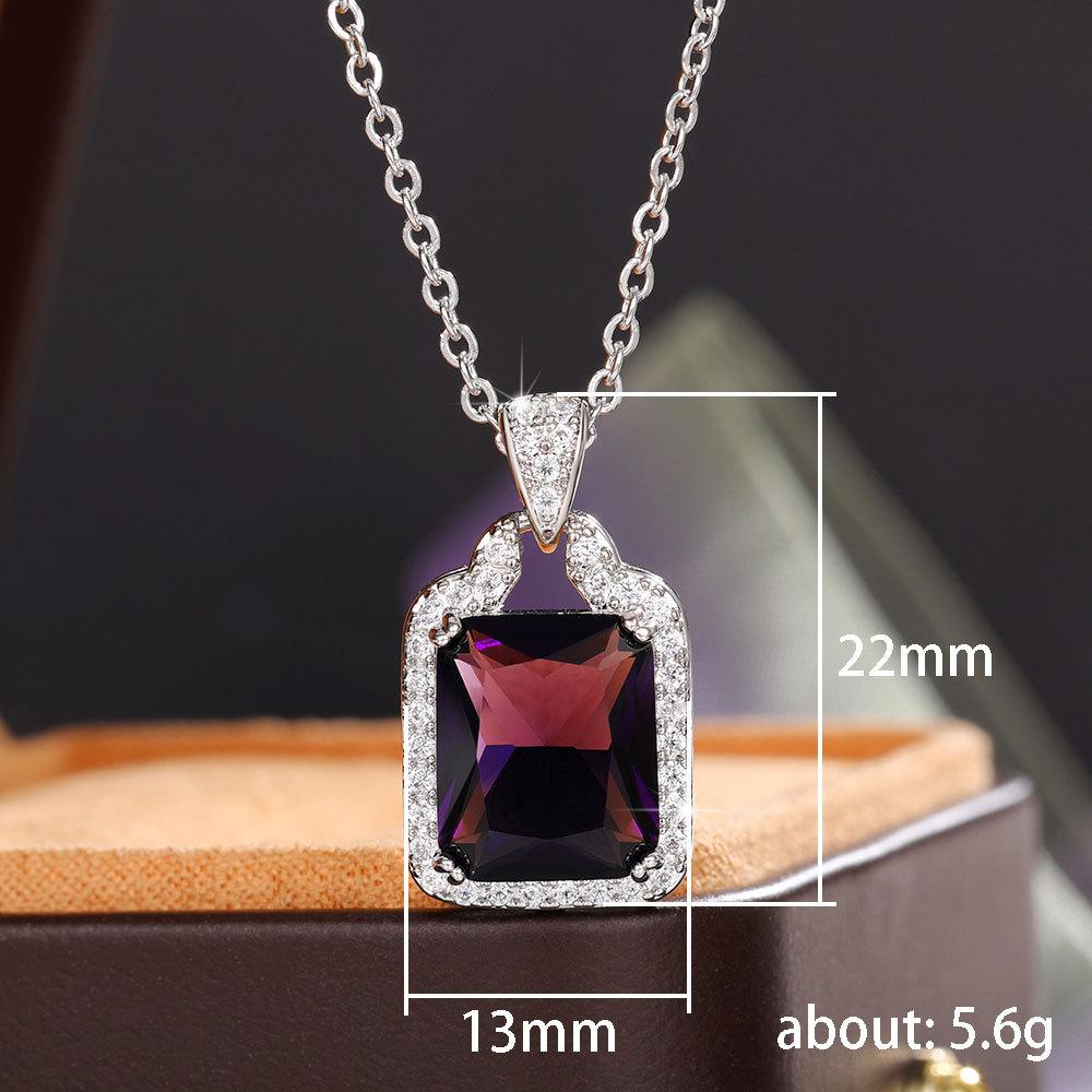 Huitan Chic Square Purple Cubic Zirconia ожерелье для женщин великолепные невесты помолвка свадьба ожерелья роскошные модные ювелирные изделия