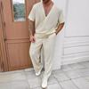 Новый мужской пригородный костюм повседневный однотонный цвет с коротким рукавом мужские брюки