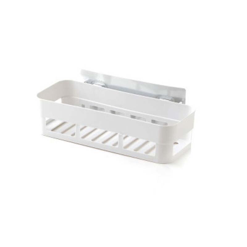 Punch-free Bathroom Shelf Plastic Wall Hanging Bathroom Storage Rack Basket No Trace Stickers ADM