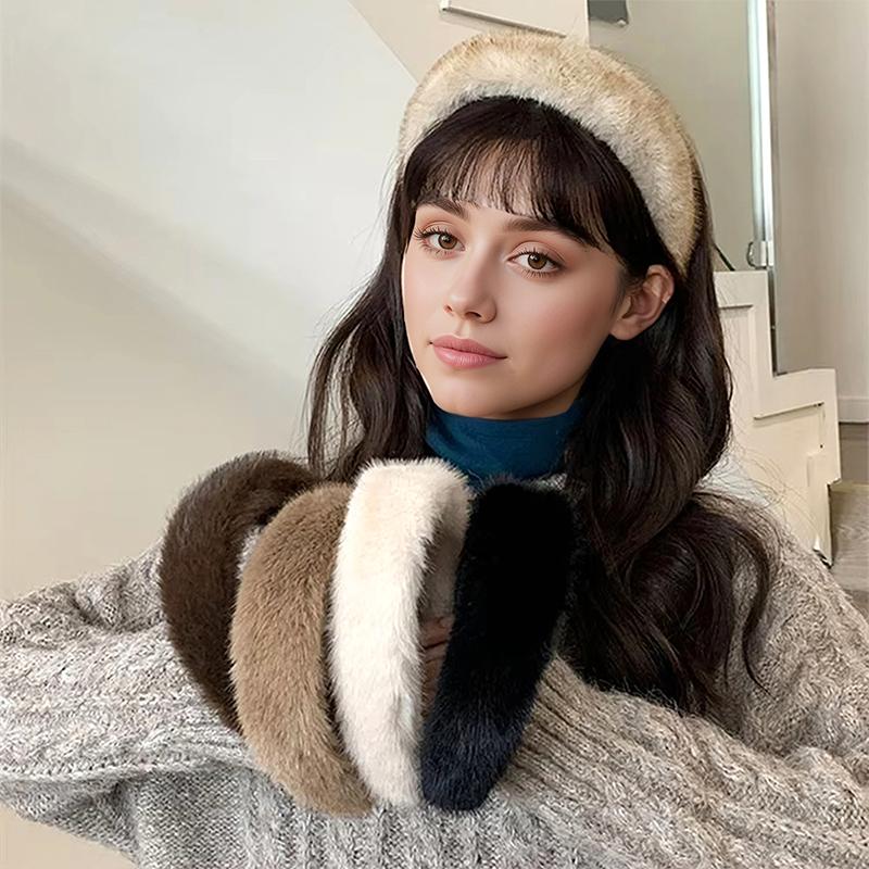 1 шт. Плюшевый материал Минималистичный стиль Искусственная норка Мягкие повязки на голову для умывания лица Элегантная повязка на голову Универсальная Многоцветная