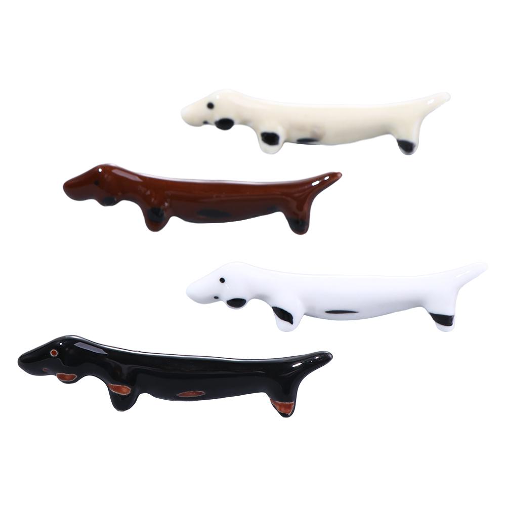 Ceramic Puppy Shaped Dachshund Chopstick Rest Tableware Rack Chopsticks Holder Dinnerware Stand