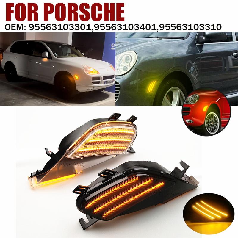 1Pair Repeater Blinker Dynamic Amber LED Turn Signal Indicator Lights for Porsche Cayenne 955 2003-2006 Car Styling