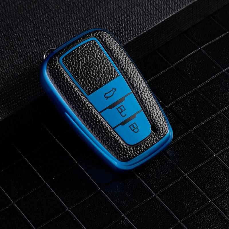 Car Key Case Cover for Toyota Camry Prado 2017 2018 CHR Prius Car Cross Smart Remote Fob Key Shell Accessories New TPU Leather