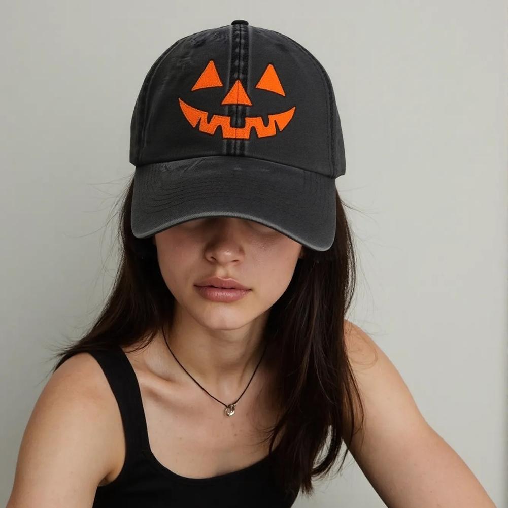 Unisex Baseball Cap Halloween Pumpkin Fashion Hats Embroidery Cap Casual Women Men Baseball Caps Soft Breathable Golf Sun Cap