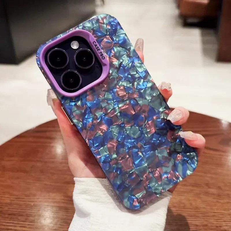 Luxury Bling Glitter Dream Conch Shell Marble Case For iPhone 13 14 11 12 Pro Max XS XR X Soft Bumper Hard Acrylic Back Cover