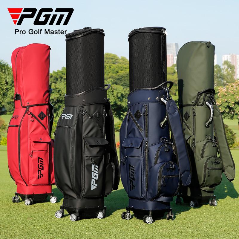 PGM Hard Shell Telescopic Golf Bag, Four-Wheel Push-Type, Waterproof, with Double Bag and Inverted Club Holder for Men and Women