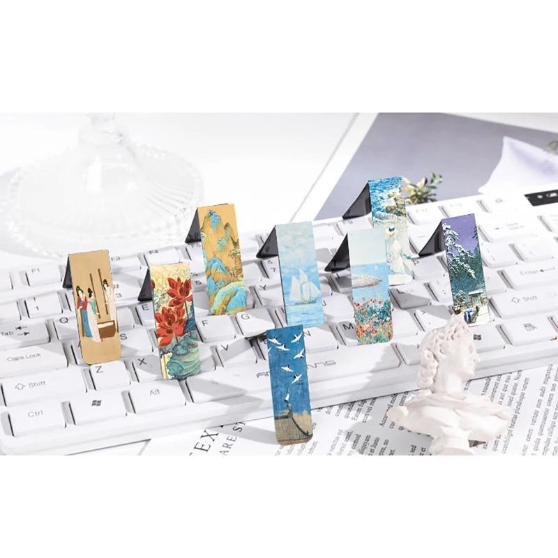 Creative Magnetic Bookmarks 4pcs Aesthetic Stationery Book Accessories Student Reading Marker Retro Literary Teacher'S Day Gift