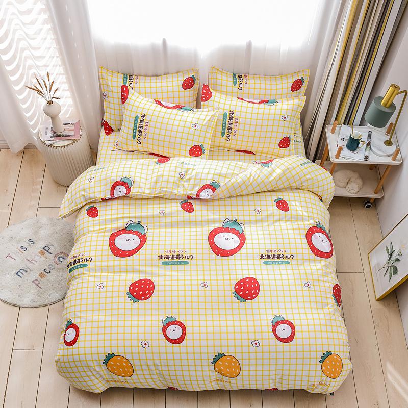 Комплект постельного белья из хлопка, 4 шт. С крышкой, наволочка для простыни, Детский комплект постельного белья с пасторальными цветами, King Queen, полный размер Twin