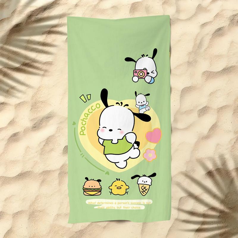 Cute Cartoon Kitten Printed Microfiber Beach Towel Quick Dry Soft Bath Towel For Kids Seaside Swimming