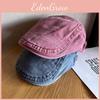 Classic Water Washed Cotton Beret Hat With Sunshade And Design Breathable