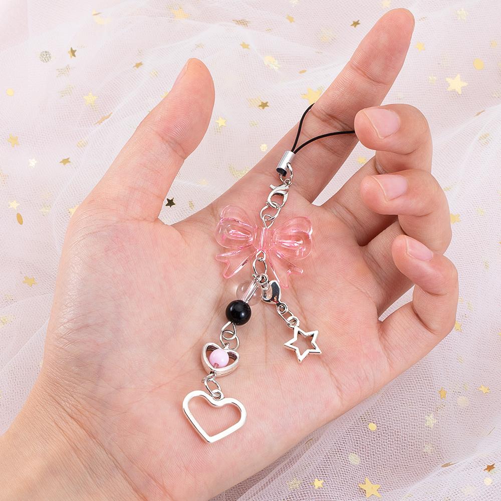 Y2K Phone Charm Bow Heart Star Keychain Pendant Kawaii Key Chain Bag Goth Phone Chain Cute Accessory For Girls Women Jewelry DIY