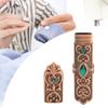 Carved Pattern Needle Holder Tube Antique Silver Finish Portable Needle Organizer  For Hand Crafts