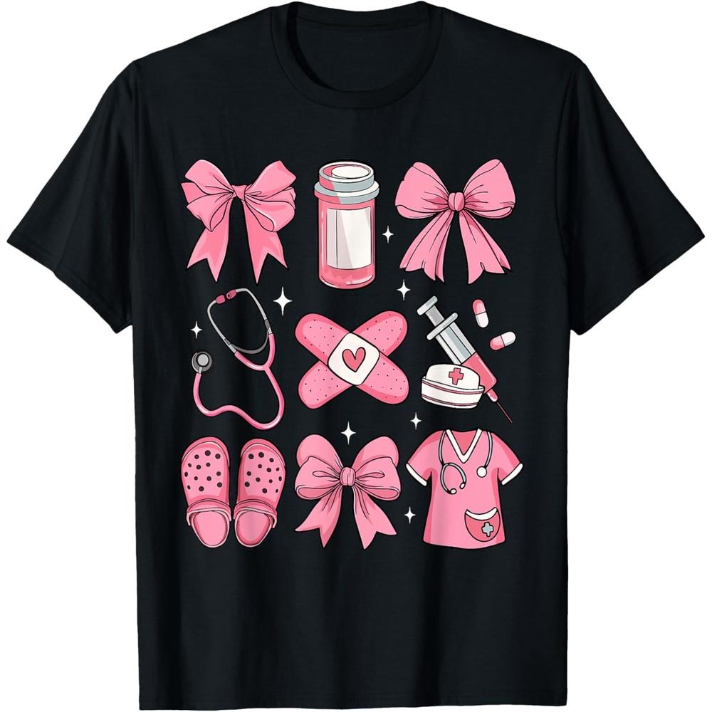 Nurse Valentines Day Coquette Bow Valentine Nurse RN PCT CNA T-Shirt