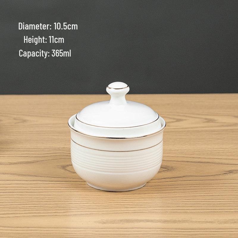Ceramic Double Boiler Stew Pot with Lid for Soup, Bird's Nest, and Steamed Eggs