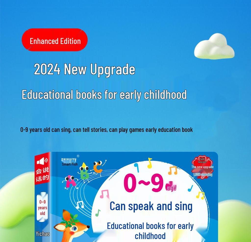 Educational Singing & Speaking Device: 1500+ Learning Content for Ages 0-9, Rechargeable