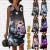 Женское летнее платье с v-образным вырезом и цветочным принтом скелета, повседневное модное платье без рукавов, повседневное свободное сексуальное платье размера плюс XS-8XL