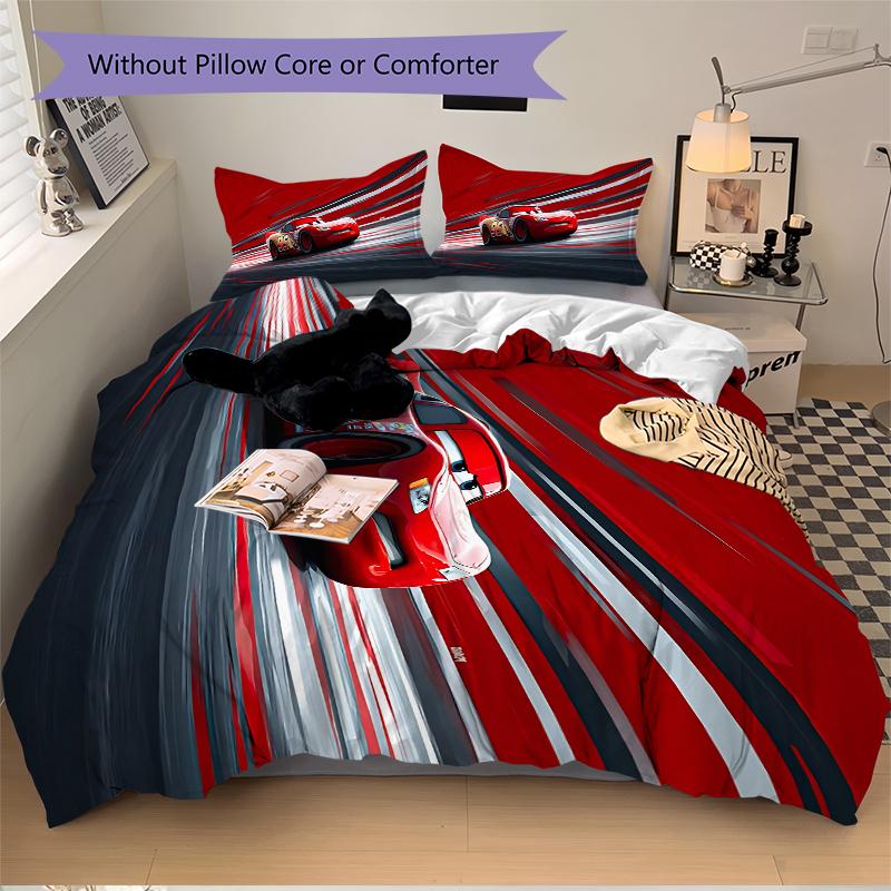 3Pcs Car Art Bedding Set Soft Fabric Duvet Cover Pillowcases Home Xmas Halloween Gift 1 Duvet Cover 2 Pillowcase S1724