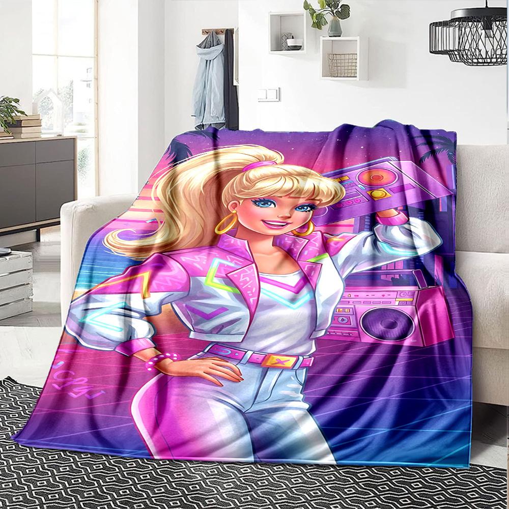 1pc 80s neon Flannel Blanket Soft Warm Throw for Home, Office, Travel, All Season Cozy Bedding Gift, Office