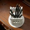 Makeup Brush Holder for Vanity Gothic Pen Holder, Cathedral Style 3D Printed Pointed Arch Desk Decor Organizer, Storage Cup Brushes, Pencils,