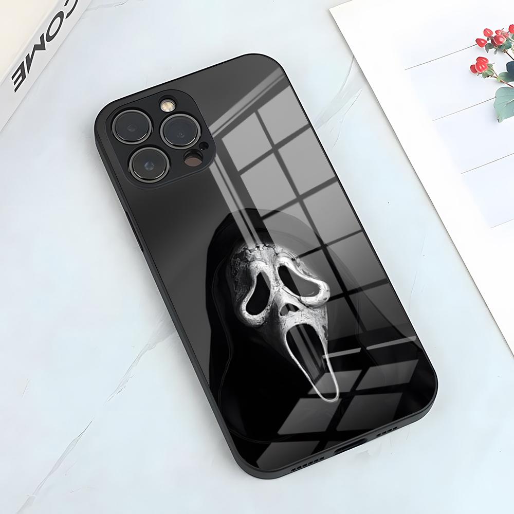 Чехол для телефона 'Лицо призрака Крик' Для IPhone 17 Pro Max 15 Pro 16 14 Plus 12 13 Mini 11 Pro Ударопрочный стеклянный чехол